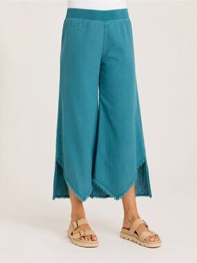 XCVI Wearables Astri Wide Leg Asymmetric Pants XL Teal NWT Linen Blend